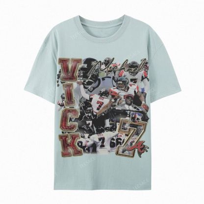 Casual Short Sleeve T-Shirt Mike Vick Falcons Tee