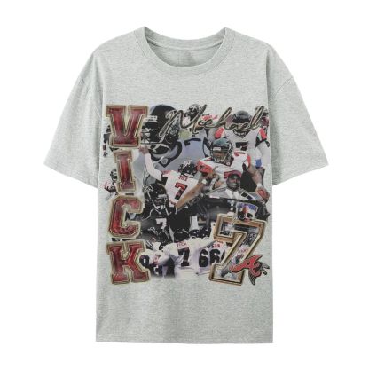 Casual Short Sleeve T-Shirt Mike Vick Falcons Tee