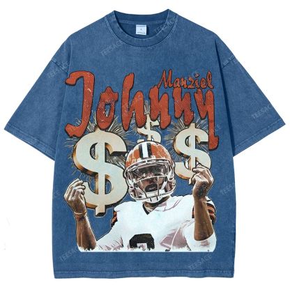 Vintage Style Unisex-Adult Oversized Washed Cotton T-Shirt Graphic MONEY MANZIEL  TEE