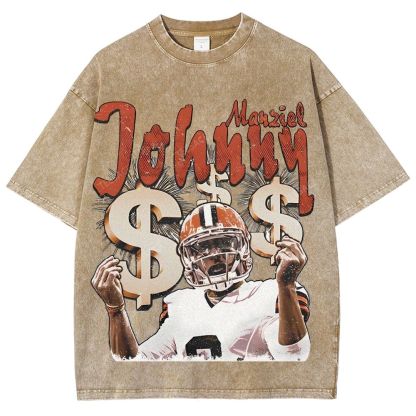 Vintage Style Unisex-Adult Oversized Washed Cotton T-Shirt Graphic MONEY MANZIEL  TEE