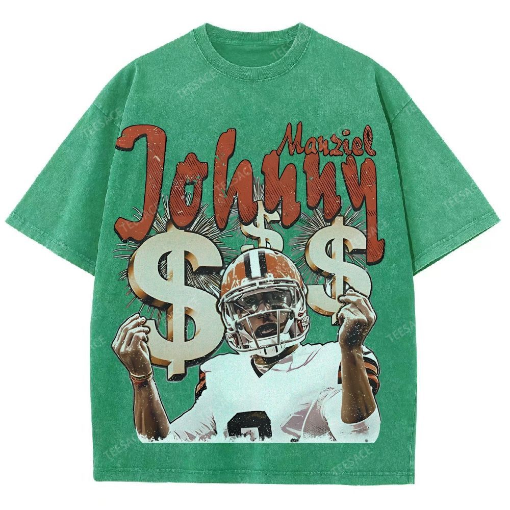 Vintage Style Unisex-Adult Oversized Washed Cotton T-Shirt Graphic MONEY MANZIEL  TEE