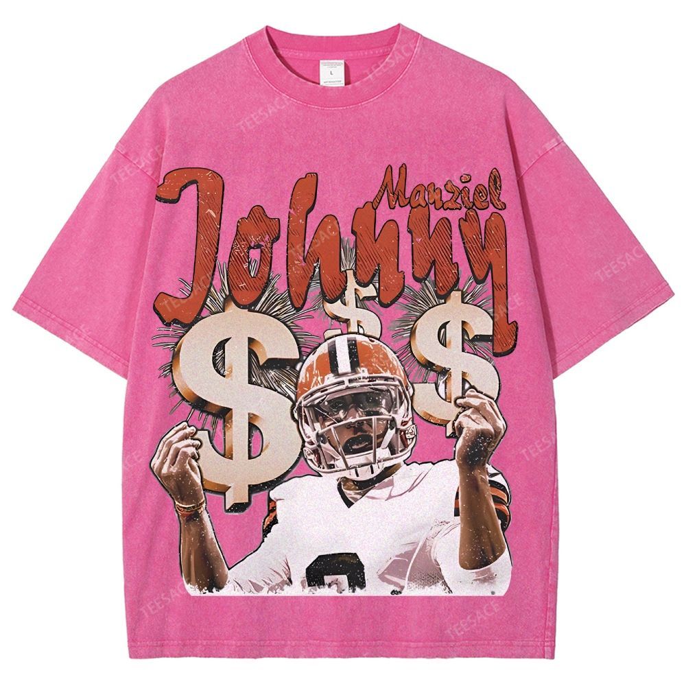 Vintage Style Unisex-Adult Oversized Washed Cotton T-Shirt Graphic MONEY MANZIEL  TEE