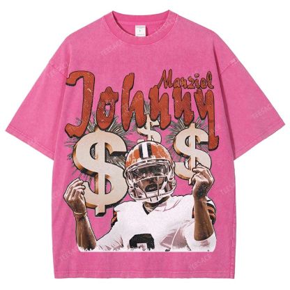 Vintage Style Unisex-Adult Oversized Washed Cotton T-Shirt Graphic MONEY MANZIEL  TEE