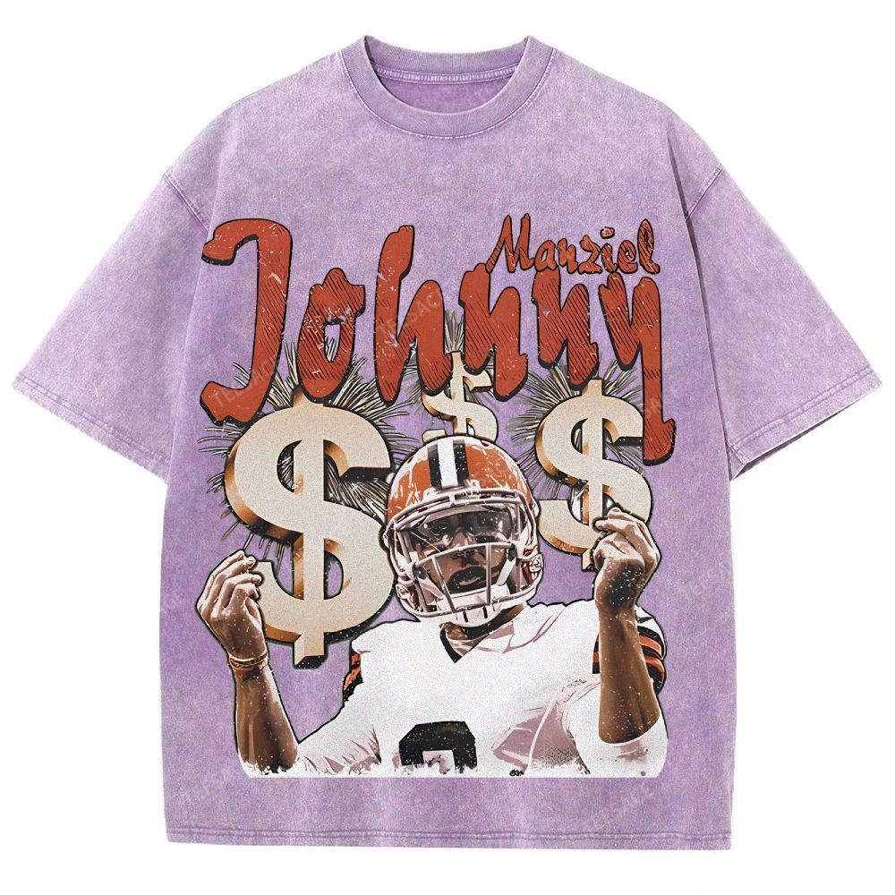 Vintage Style Unisex-Adult Oversized Washed Cotton T-Shirt Graphic MONEY MANZIEL  TEE