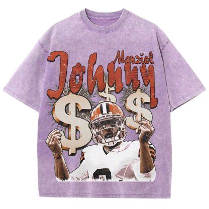 Vintage Style Unisex-Adult Oversized Washed Cotton T-Shirt Graphic MONEY MANZIEL  TEE