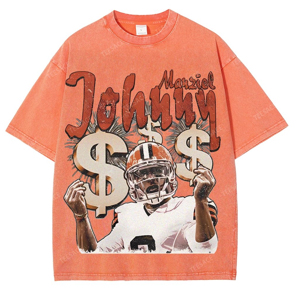 Vintage Style Unisex-Adult Oversized Washed Cotton T-Shirt Graphic MONEY MANZIEL  TEE