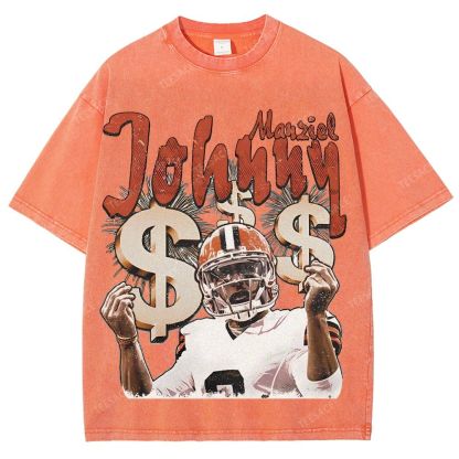 Vintage Style Unisex-Adult Oversized Washed Cotton T-Shirt Graphic MONEY MANZIEL  TEE
