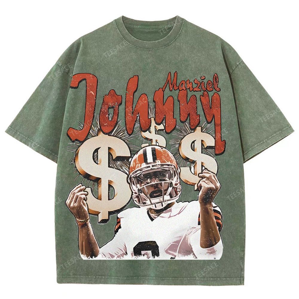 Vintage Style Unisex-Adult Oversized Washed Cotton T-Shirt Graphic MONEY MANZIEL  TEE