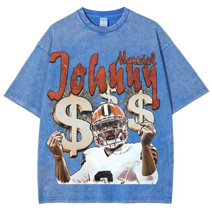 Vintage Style Unisex-Adult Oversized Washed Cotton T-Shirt Graphic MONEY MANZIEL  TEE
