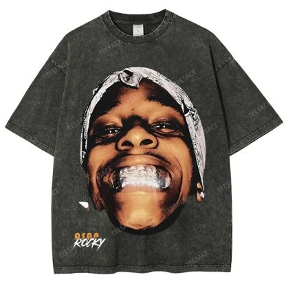 Unisex-Adult Ultra Cotton Washed T-Shirt Graphic  ASAP ROCKY TEE