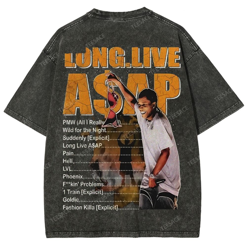 Unisex-Adult Ultra Cotton Washed T-Shirt Graphic  ASAP ROCKY TEE