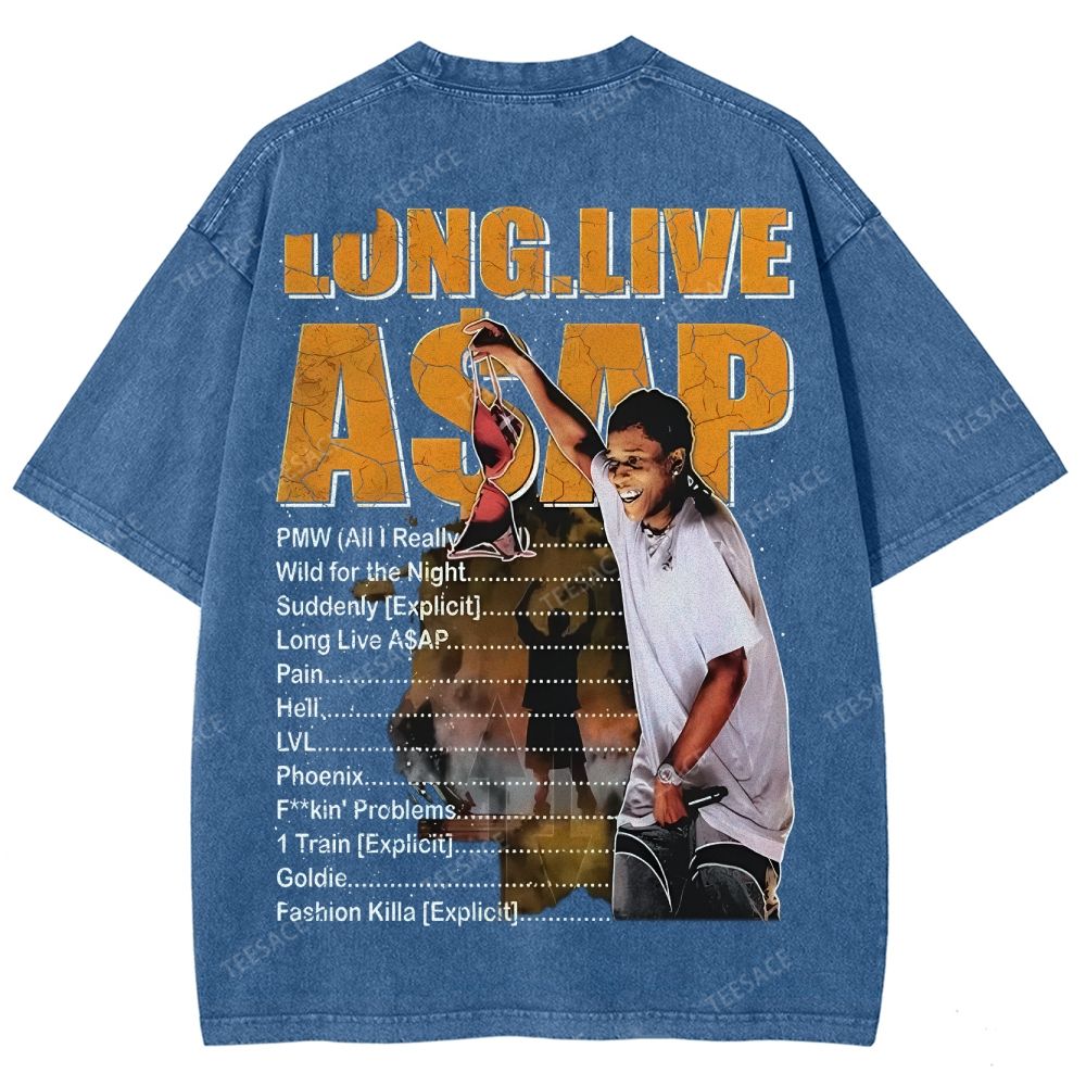 Unisex-Adult Ultra Cotton Washed T-Shirt Graphic  ASAP ROCKY TEE