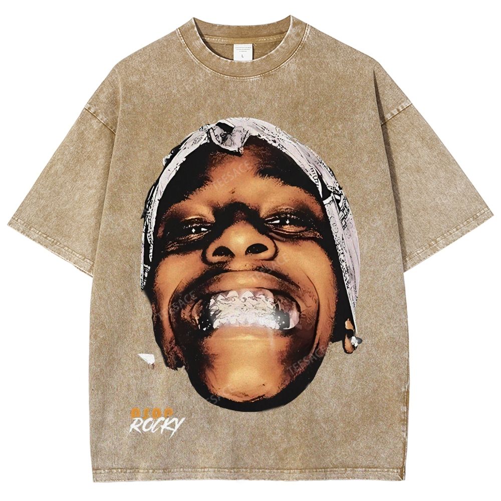 Unisex-Adult Ultra Cotton Washed T-Shirt Graphic  ASAP ROCKY TEE
