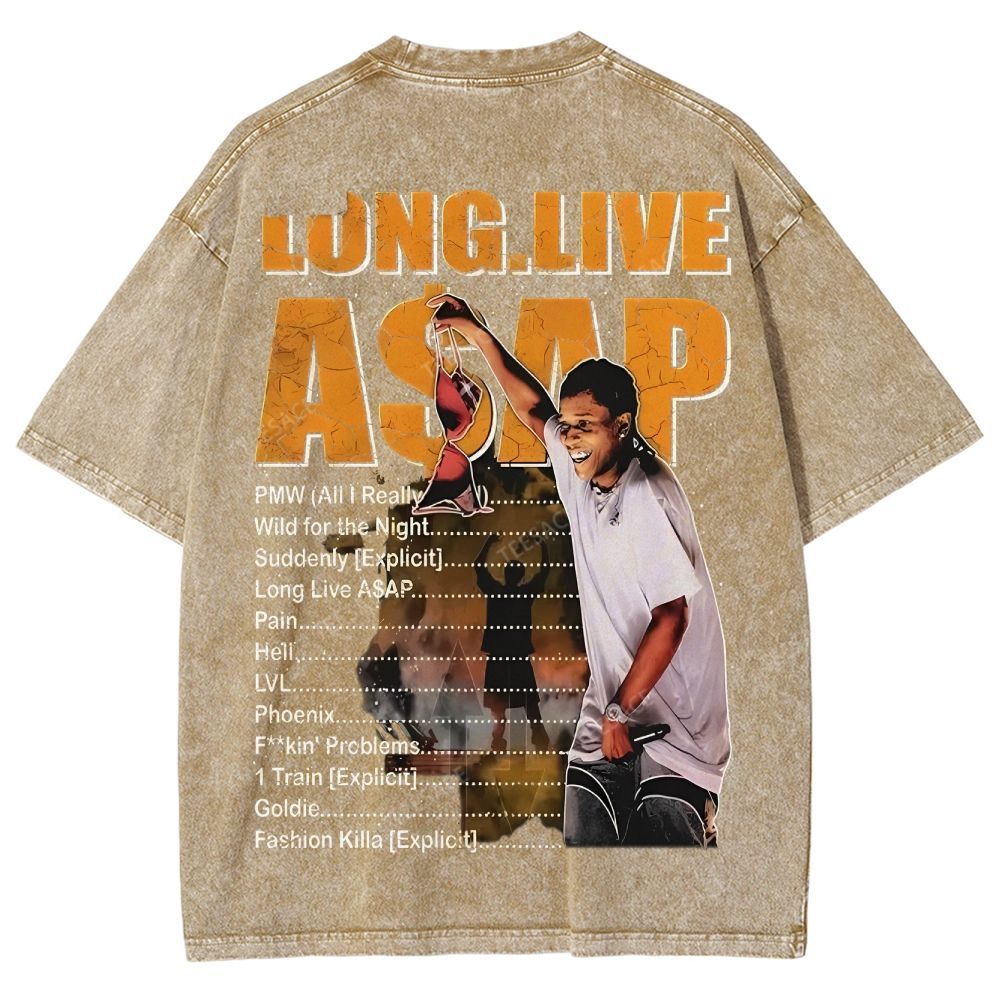 Unisex-Adult Ultra Cotton Washed T-Shirt Graphic  ASAP ROCKY TEE