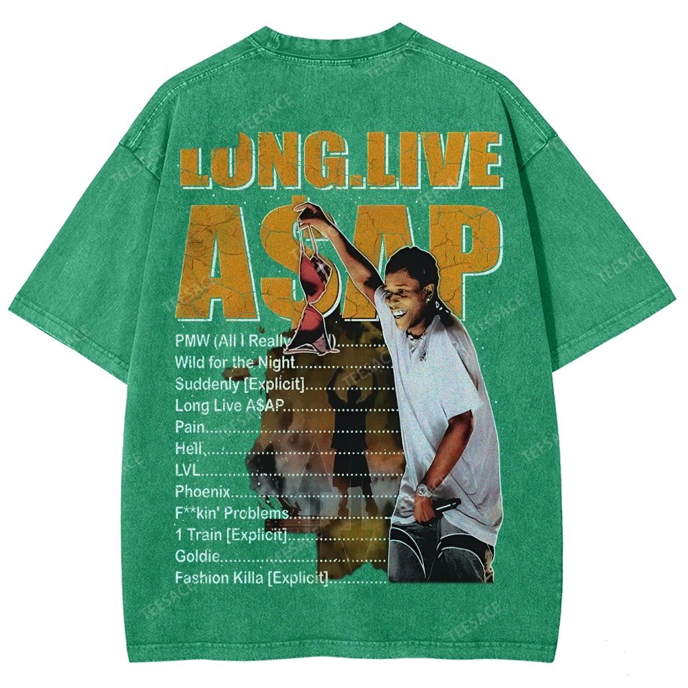 Unisex-Adult Ultra Cotton Washed T-Shirt Graphic  ASAP ROCKY TEE