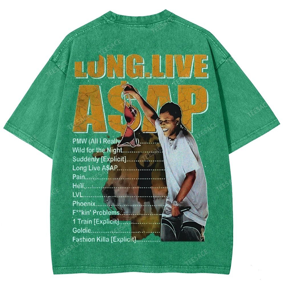 Unisex-Adult Ultra Cotton Washed T-Shirt Graphic  ASAP ROCKY TEE