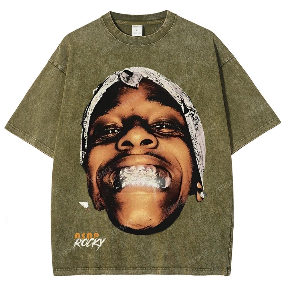 Unisex-Adult Ultra Cotton Washed T-Shirt Graphic  ASAP ROCKY TEE