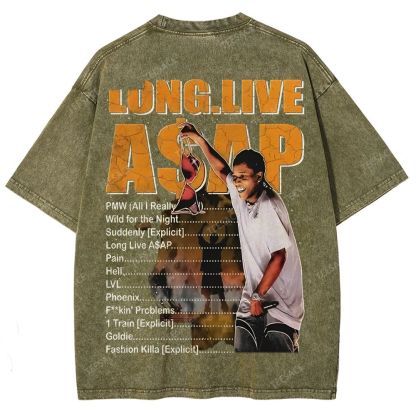 Unisex-Adult Ultra Cotton Washed T-Shirt Graphic  ASAP ROCKY TEE