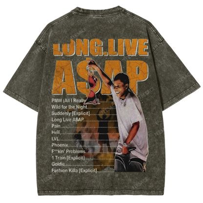 Unisex-Adult Ultra Cotton Washed T-Shirt Graphic  ASAP ROCKY TEE