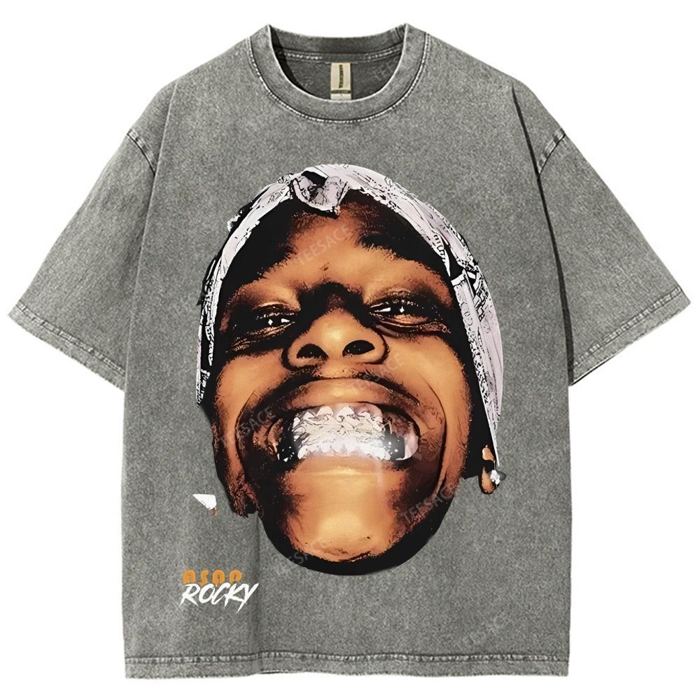 Unisex-Adult Ultra Cotton Washed T-Shirt Graphic  ASAP ROCKY TEE