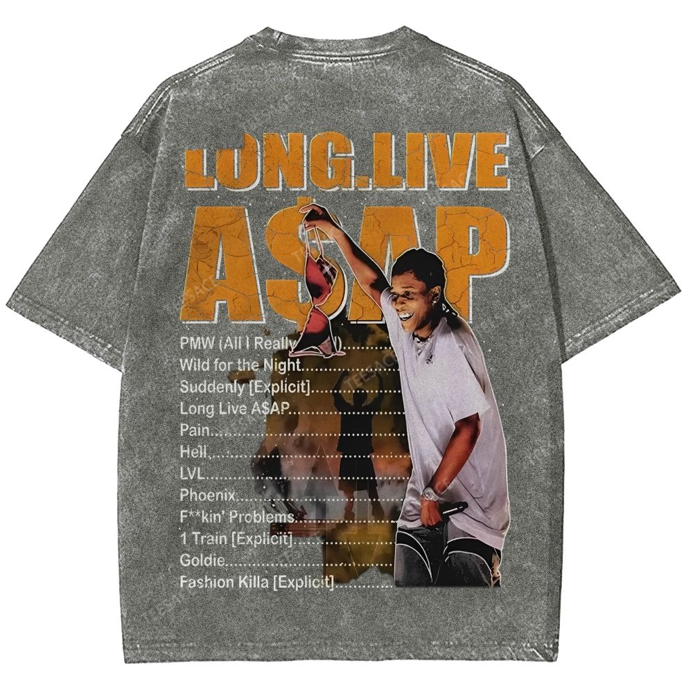 Unisex-Adult Ultra Cotton Washed T-Shirt Graphic  ASAP ROCKY TEE
