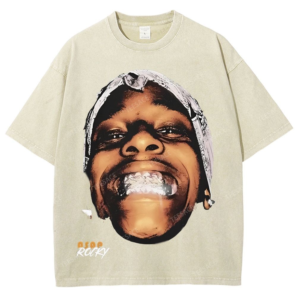Unisex-Adult Ultra Cotton Washed T-Shirt Graphic  ASAP ROCKY TEE