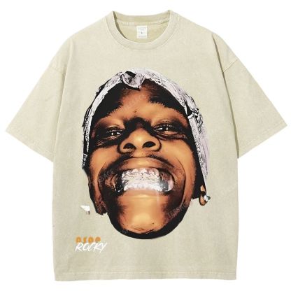 Unisex-Adult Ultra Cotton Washed T-Shirt Graphic  ASAP ROCKY TEE