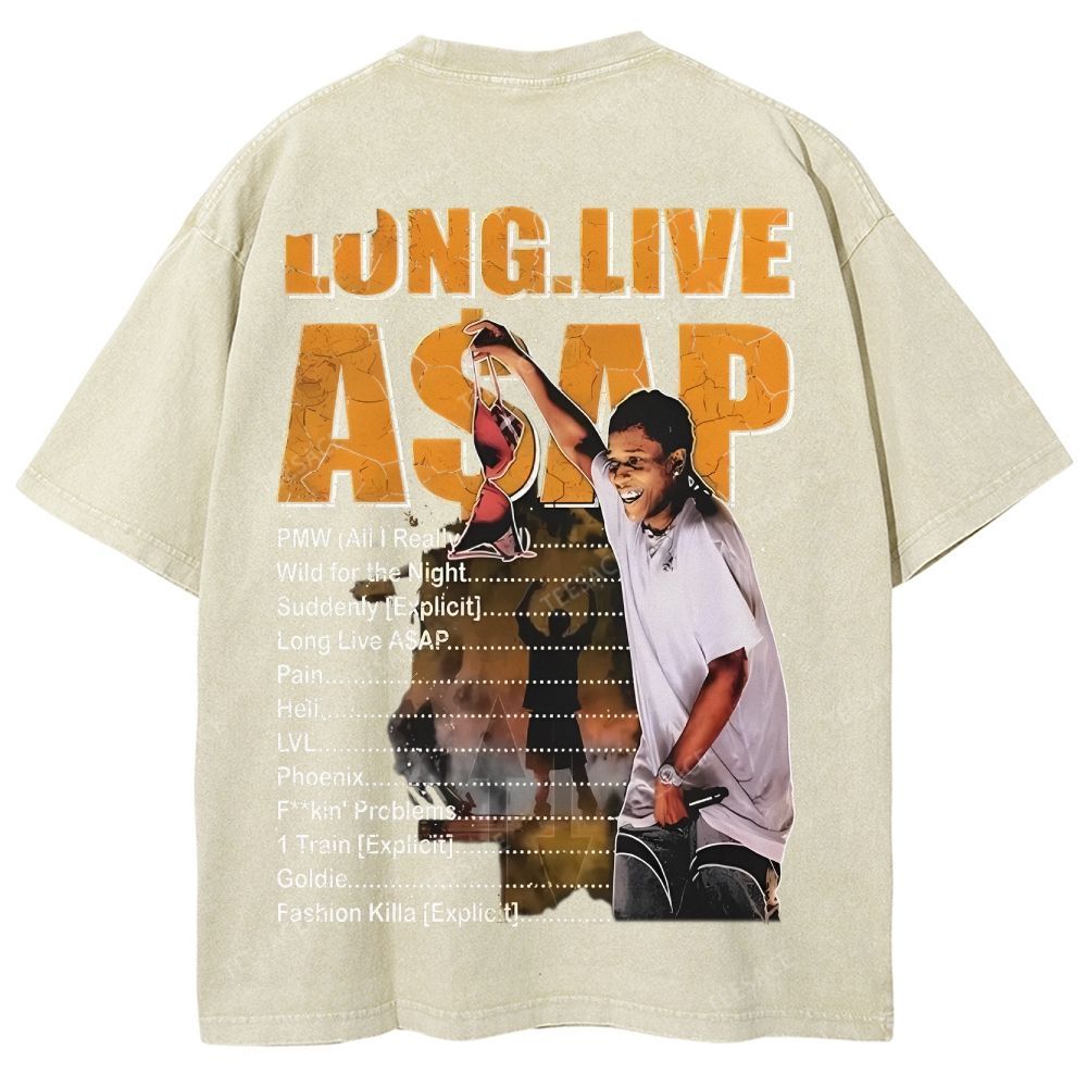 Unisex-Adult Ultra Cotton Washed T-Shirt Graphic  ASAP ROCKY TEE