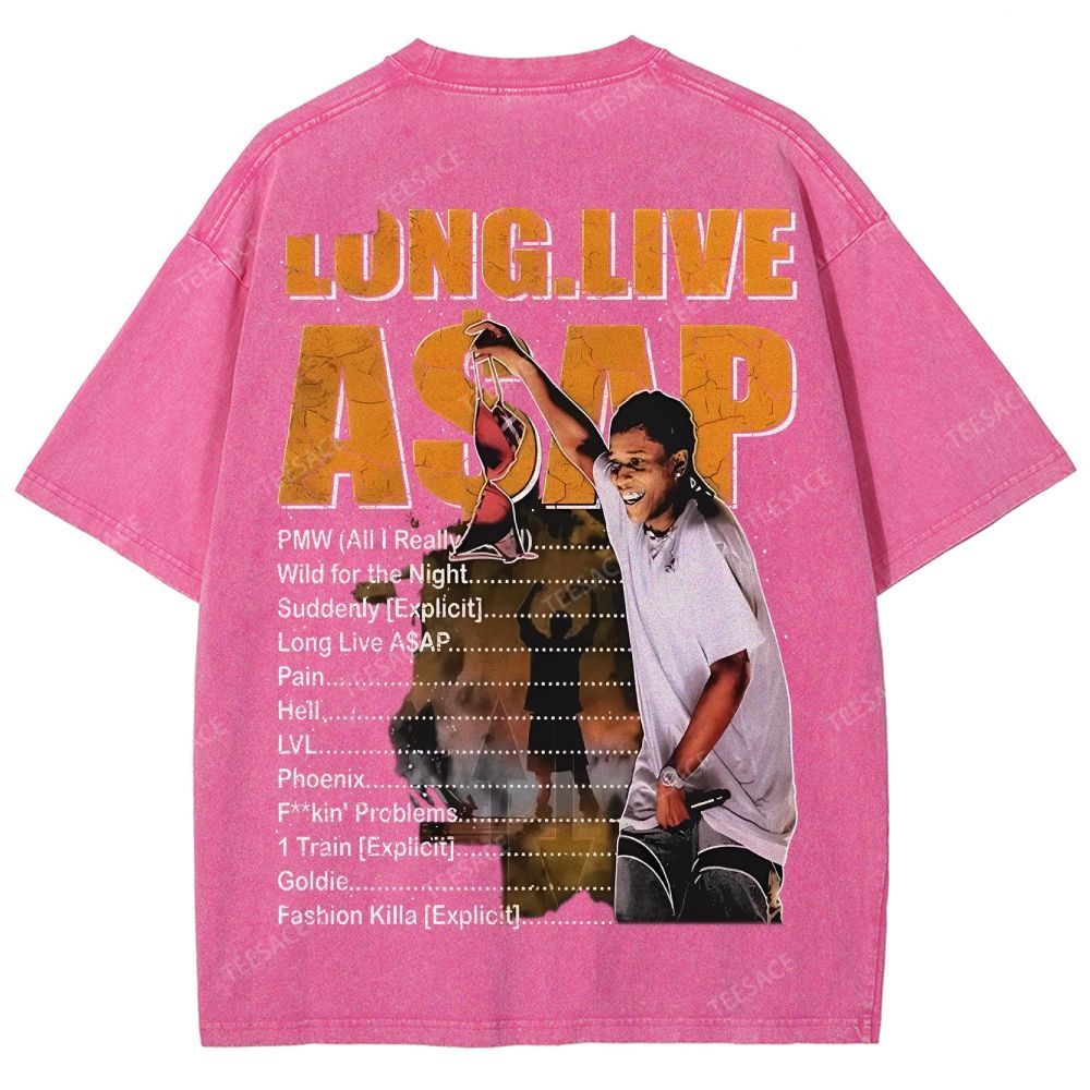 Unisex-Adult Ultra Cotton Washed T-Shirt Graphic  ASAP ROCKY TEE