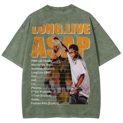 Unisex-Adult Ultra Cotton Washed T-Shirt Graphic  ASAP ROCKY TEE