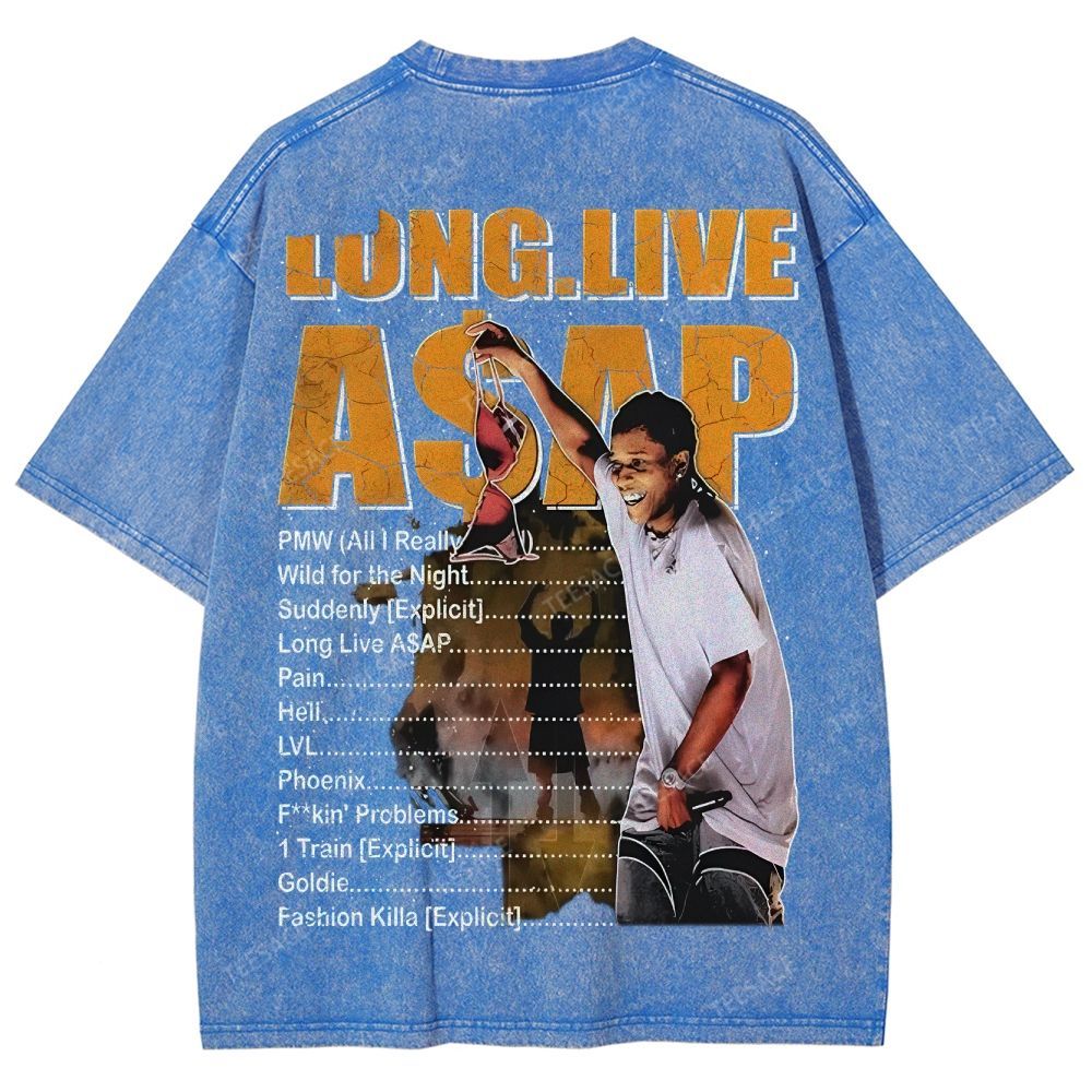 Unisex-Adult Ultra Cotton Washed T-Shirt Graphic  ASAP ROCKY TEE
