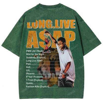 Unisex-Adult Ultra Cotton Washed T-Shirt Graphic  ASAP ROCKY TEE