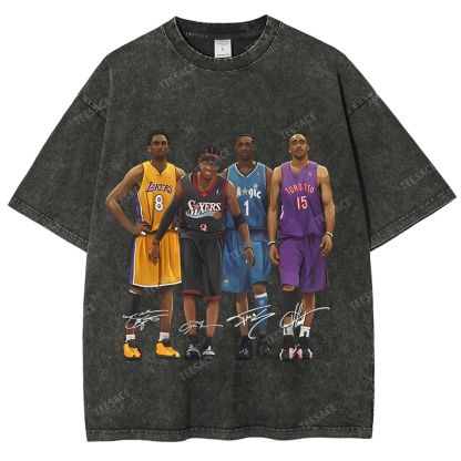 Unisex Fit Washed T-Shirt Kobe and Iverson and T Mac and Carter