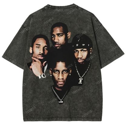 Unisex Fit Washed T-Shirt Kobe and Iverson and T Mac and Carter