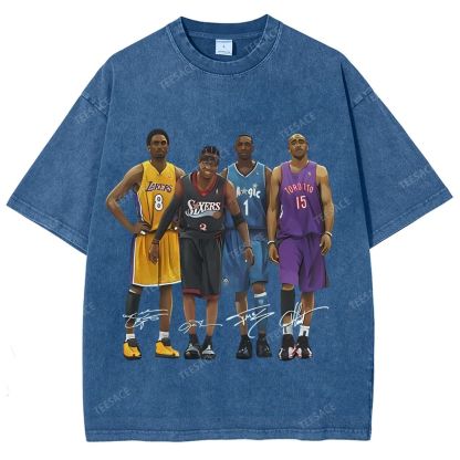 Unisex Fit Washed T-Shirt Kobe and Iverson and T Mac and Carter