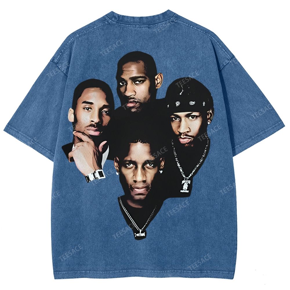 Unisex Fit Washed T-Shirt Kobe and Iverson and T Mac and Carter