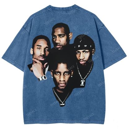 Unisex Fit Washed T-Shirt Kobe and Iverson and T Mac and Carter