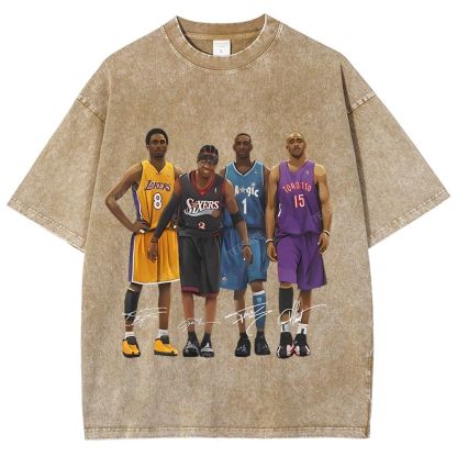 Unisex Fit Washed T-Shirt Kobe and Iverson and T Mac and Carter