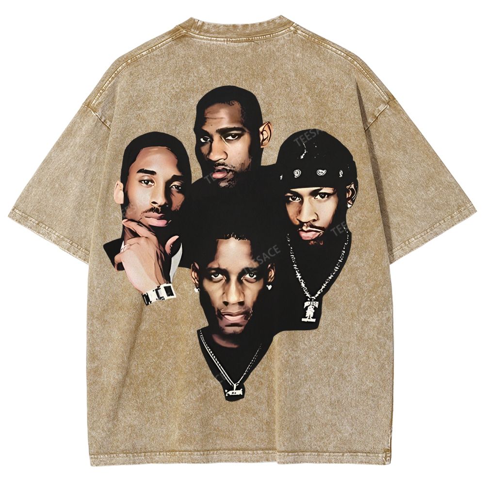 Unisex Fit Washed T-Shirt Kobe and Iverson and T Mac and Carter
