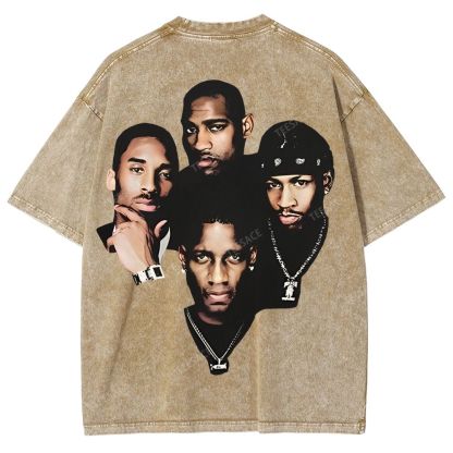 Unisex Fit Washed T-Shirt Kobe and Iverson and T Mac and Carter