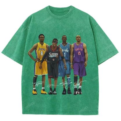 Unisex Fit Washed T-Shirt Kobe and Iverson and T Mac and Carter