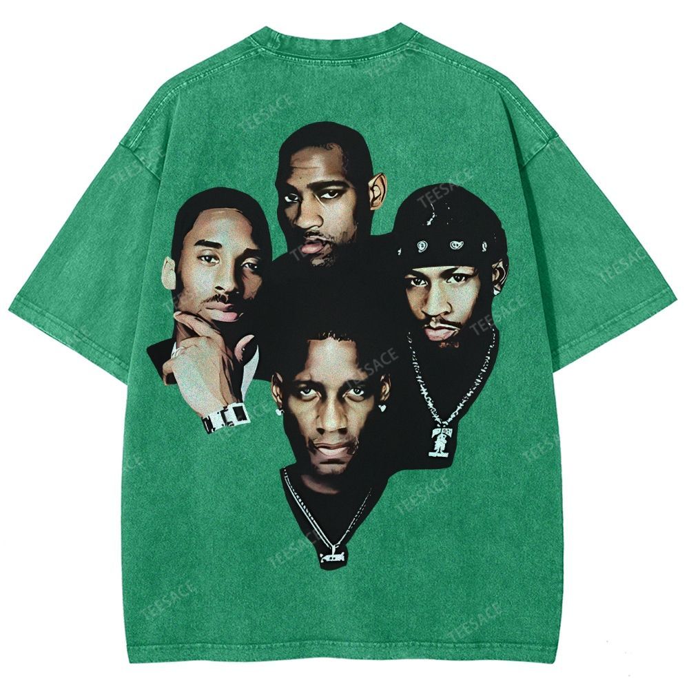 Unisex Fit Washed T-Shirt Kobe and Iverson and T Mac and Carter