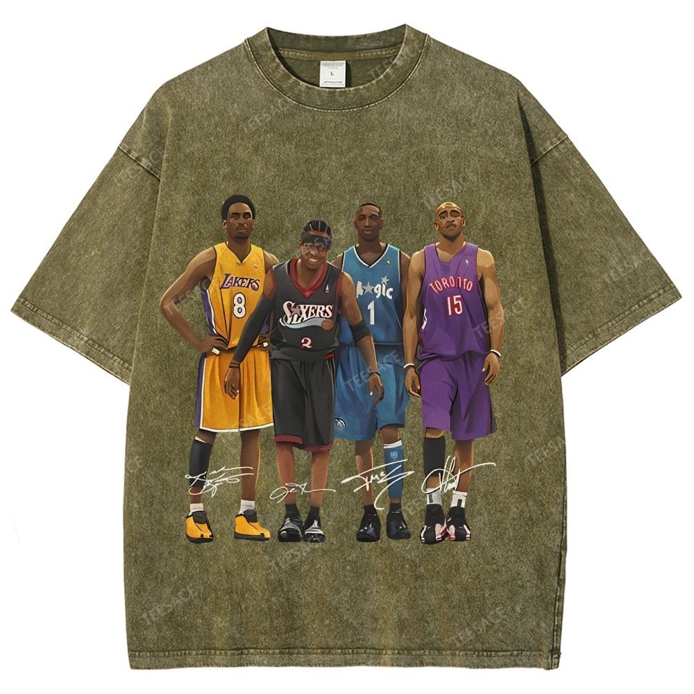Unisex Fit Washed T-Shirt Kobe and Iverson and T Mac and Carter