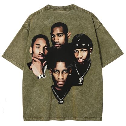 Unisex Fit Washed T-Shirt Kobe and Iverson and T Mac and Carter