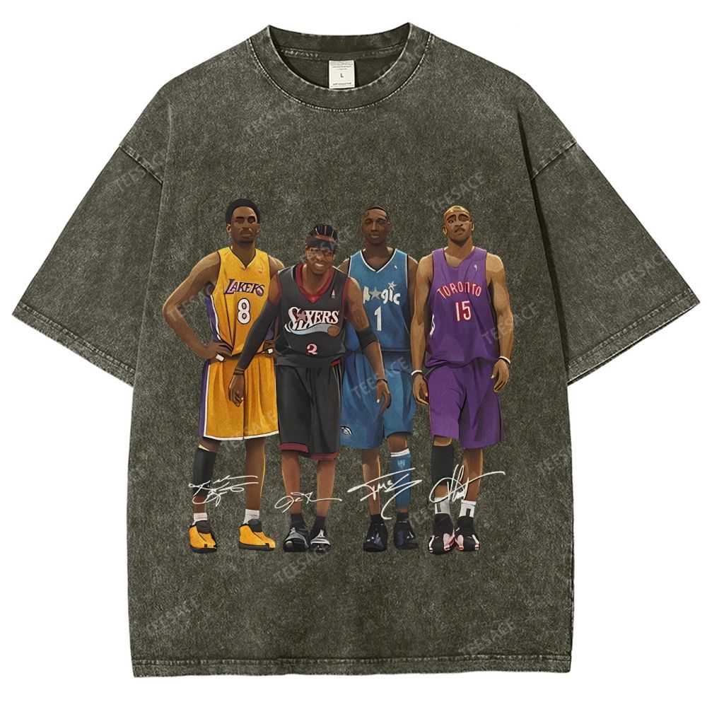 Unisex Fit Washed T-Shirt Kobe and Iverson and T Mac and Carter