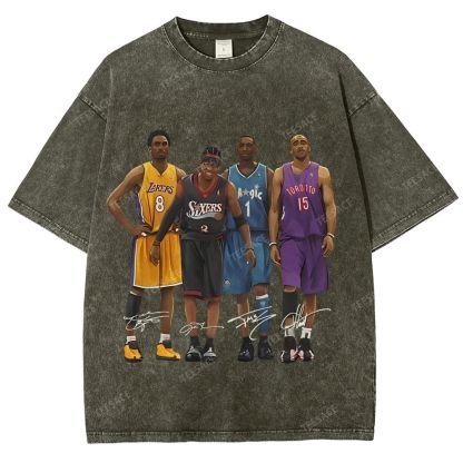 Unisex Fit Washed T-Shirt Kobe and Iverson and T Mac and Carter