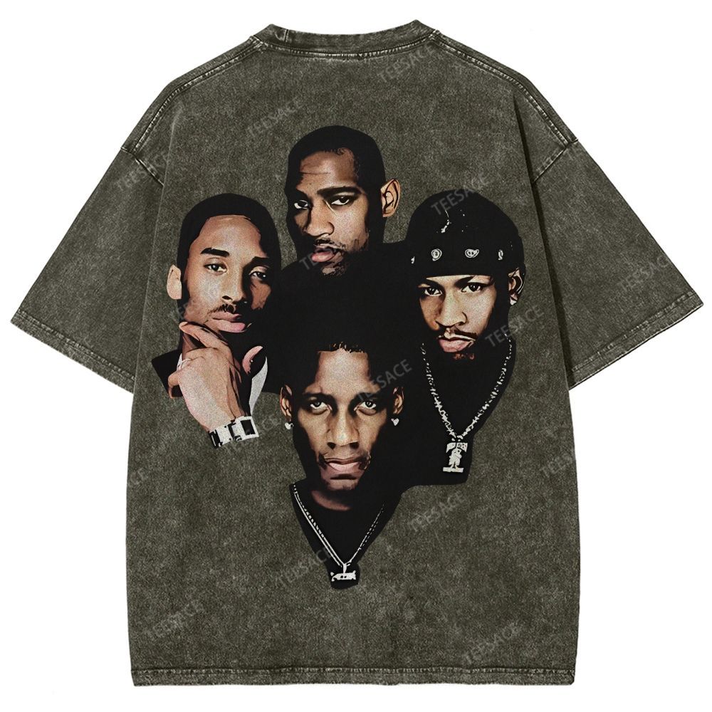 Unisex Fit Washed T-Shirt Kobe and Iverson and T Mac and Carter