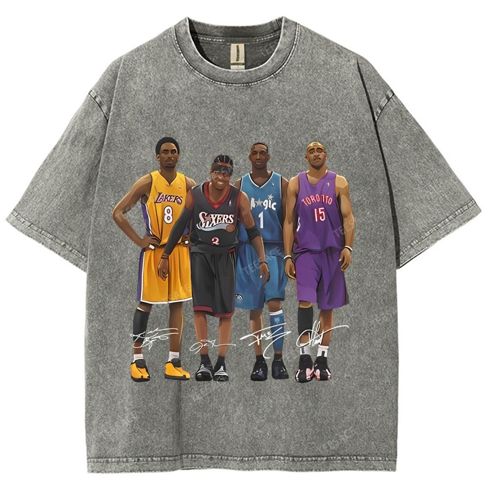 Unisex Fit Washed T-Shirt Kobe and Iverson and T Mac and Carter