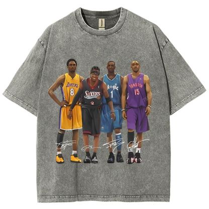 Unisex Fit Washed T-Shirt Kobe and Iverson and T Mac and Carter