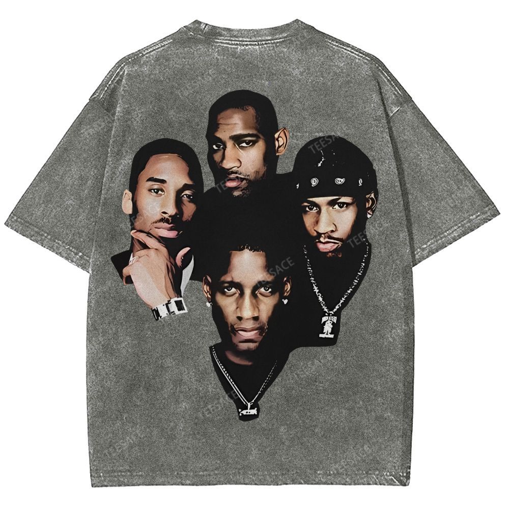 Unisex Fit Washed T-Shirt Kobe and Iverson and T Mac and Carter